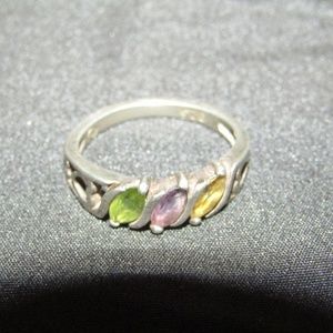 Vintage SS birthstone ring SZ 5.5